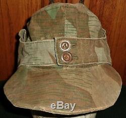 Original WW2 German Army Splinter Camo Elite Uniform Cap Hat Vintage Antique