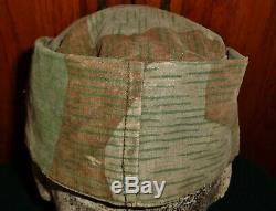 Original WW2 German Army Splinter Camo Elite Uniform Cap Hat Vintage Antique