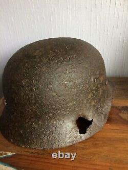 Original WW2 German Relic Helmet Fragment Damage Liner Band And Rivets Intact