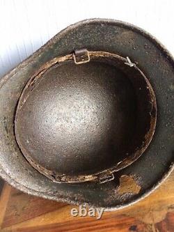 Original WW2 German Relic Helmet Fragment Damage Liner Band And Rivets Intact