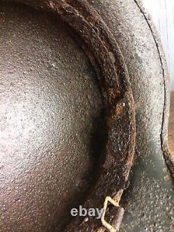 Original WW2 German Relic Helmet Fragment Damage Liner Band And Rivets Intact