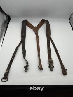 Original WW2 German army Y-straps Leather For Use With Belt Bayonet A-frame