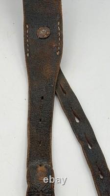Original WW2 German army Y-straps Leather For Use With Belt Bayonet A-frame