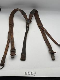 Original WW2 German army Y-straps Leather For Use With Belt Bayonet A-frame