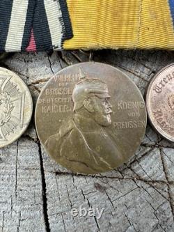 Original WWI German Imperial Army Medal Bar Prussian War 3 Medals Kaiser
