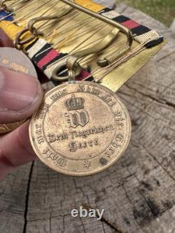 Original WWI German Imperial Army Medal Bar Prussian War 3 Medals Kaiser