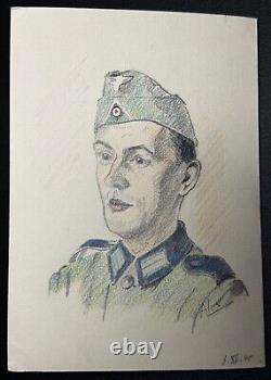 Original WWII German Army Wehrmacht Soldier Artwork Sketches 1944 RARE