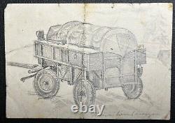 Original WWII German Army Wehrmacht Soldier Artwork Sketches 1944 RARE