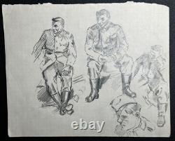 Original WWII German Army Wehrmacht Soldier Artwork Sketches 1944 RARE