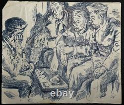 Original WWII German Army Wehrmacht Soldier Artwork Sketches 1944 RARE