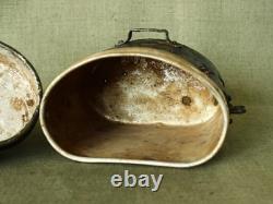 Original WWII German Army aluminium Mess kit / Italian type/ with Battle damage
