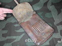 Original WWII German M35 Brown Leather Map Case Mapcase Army Heer Wehrmacht WW2