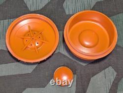 Original WWII German Orange Salt Shaker Dish Salzstreuer Bakelite Pollopas Army
