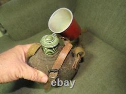 Original Wwi Wwii German Army Soldiers Water Canteen & Wool Cover & Tin Cup