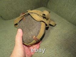 Original Wwi Wwii German Army Soldiers Water Canteen & Wool Cover & Tin Cup