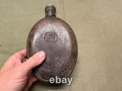 Original Wwii German Army Infantry M31 Afrika Korp Coconut Wooden Canteen-1942