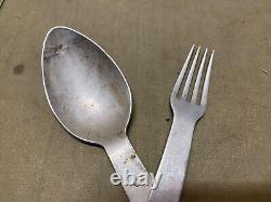 Original Wwii German M31 Soldat Waffen Heer Army Mess Kit Spoon Fork Combo-1938