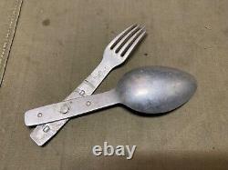 Original Wwii German M31 Soldat Waffen Heer Army Mess Kit Spoon Fork Combo-1938