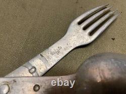 Original Wwii German M31 Soldat Waffen Heer Army Mess Kit Spoon Fork Combo-1938