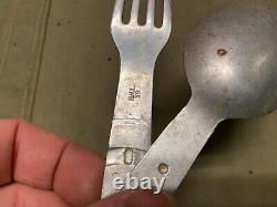 Original Wwii German M31 Soldat Waffen Heer Army Mess Kit Spoon Fork Combo-1939