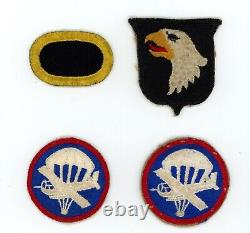 Post WW2 WWII US Army 101st SSI, 2x glider, and FE 509th Oval German Made