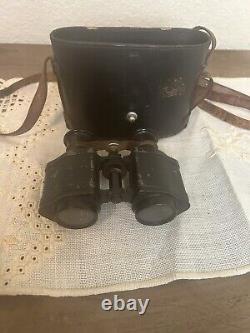 Pre WWII German Binoculars With Original Leather Case Military War Memorabilia