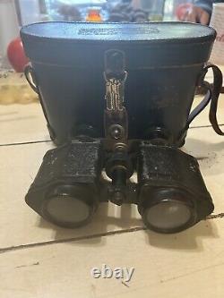 Pre WWII German Binoculars With Original Leather Case Military War Memorabilia