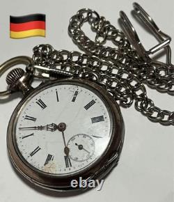 Pre WWII German Made Silver Manual Pocket Watch for German Army Officers Nazi Ge
