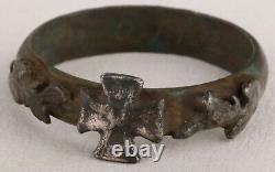Pro Fide Latin For Faith ww2 GERMAN Ring STERLING Silver IRON Cross WWII Army