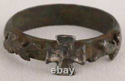 Pro Fide Latin For Faith ww2 GERMAN Ring STERLING Silver IRON Cross WWII Army