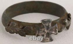 Pro Fide Latin For Faith ww2 GERMAN Ring STERLING Silver IRON Cross WWII Army