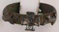 Pro Fide Latin For Faith ww2 GERMAN Ring STERLING Silver IRON Cross WWII Army