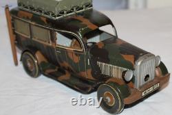 RARE 1938 WWII TIPPCO HAUSSER GERMAN ARMY RADIO COMMAND TRUCK with Windup Motor