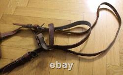 RARE ORIG. WW2 German army CAVALRY HORSE BRIDLE (HEAD STRAPS) 1943 BROWN LEATHER