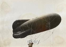 RARE! WW1 GERMAN ARMY BALLOON SECTION BALLOON COMMUNICATING BY WIRE PHOTO c1917