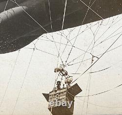 RARE! WW1 GERMAN ARMY BALLOON SECTION BALLOON COMMUNICATING BY WIRE PHOTO c1917