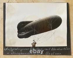 RARE! WW1 GERMAN ARMY BALLOON SECTION BALLOON COMMUNICATING BY WIRE PHOTO c1917