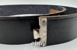 RARE WW2 German Army Leather Dress Parade Belt with Luftwaffe Blue Lining Marked