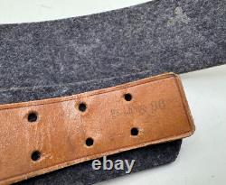 RARE WW2 German Army Leather Dress Parade Belt with Luftwaffe Blue Lining Marked