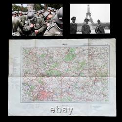 RARE WWII German Army Offensive Invasion Map of Paris France World War Relic