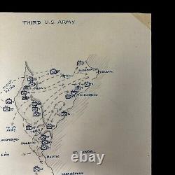 RARE! WWII Pattons U. S. Third Army Hand-Drawn Western Allied invasion of German