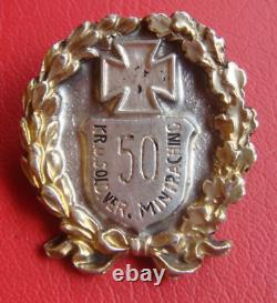 Rare German Army Wwii 50 Kr. U. Sold. Ver. Mintraching Badge Kremhelmer Munchen