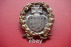 Rare German Army Wwii 50 Kr. U. Sold. Ver. Mintraching Badge Kremhelmer Munchen