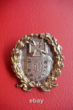 Rare German Army Wwii 50 Kr. U. Sold. Ver. Mintraching Badge Kremhelmer Munchen