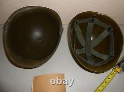 Rare Original Metal Army Military Helmet With Liner And Manual Wwii / Korea