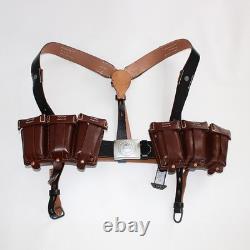 Replica WWII German Army Real Leather Belt Y-shape Double Straps 98K Ammo Pouch