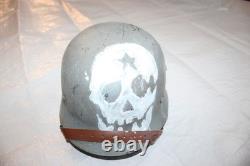 Repro WW2 German Army Normandy D-DAY 1944 Camo M35 Helmet Custom Skull Art
