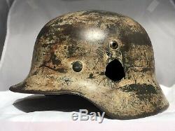 Superb WW2 German helmet, M35 DD Army winter camouflage, NS62, dated 1938