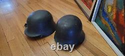 Two Ww2 German Army M1940 Helmets, One Dated 1941
