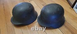Two Ww2 German Army M1940 Helmets, One Dated 1941